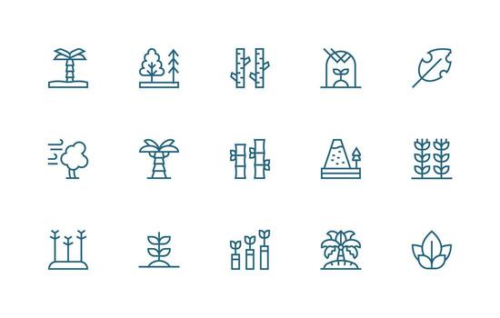 vegetación icono conjunto con 15 regular línea gráficos de múltiples fines icono conjunto vector