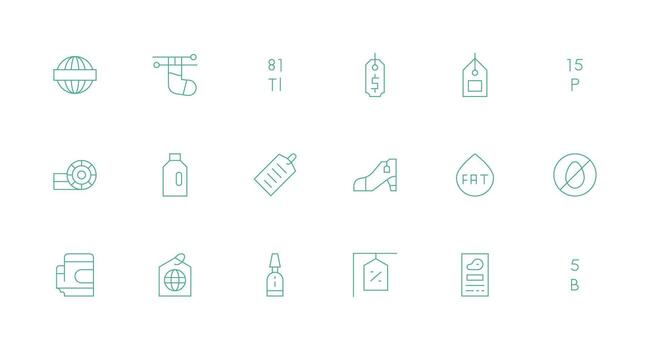 Label Icon Set with 18 Minimal Line Graphics Dashboard Icon Series vector