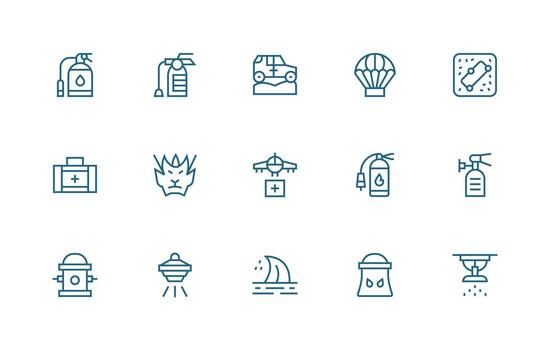 15 Regular Line Icons for Emergency Response Graphics Icon Set vector