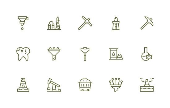 Extraction Visual Pack containing 15 Regular Line Icons Complete Icon Set for Mobile Apps vector