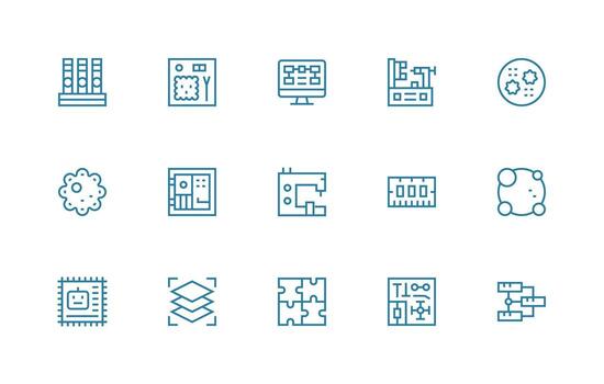 Components Set with 15 Regular Line Icons Essential Icon Set for Teams vector