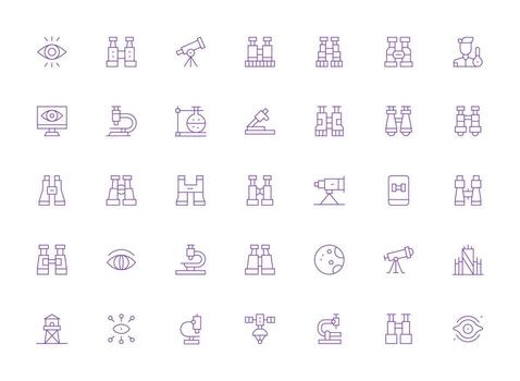 35 íconos para observación en ligero línea formato todas dispositivo compatible icono conjunto vector