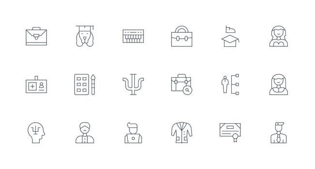 Professional Set with 18 Minimal Line Icons Scalable Icons for Cross-Platform Interfaces vector