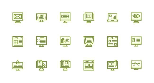 18 Icons for Screen in Strong Stroke Line Format Icon Set for Projects vector