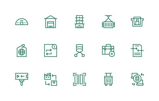 Import Icon Set with 15 Regular Line Graphics High-Resolution Icons for Any Platform vector