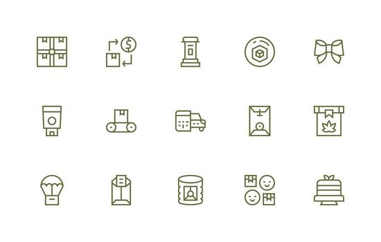15 Regular Line Vectors for Package Theme Scalable Icons for Cross-Platform Interfaces