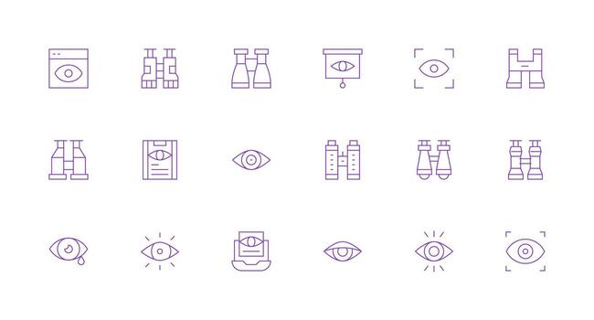 Observe Icon Collection with 18 Minimal Line Designs Web and App Icon Pack Collection vector