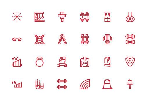 Strength Icon Set with 24 Thick Line Line Graphics UI and UX Focused Icon Collection vector