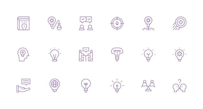 ProblemSolving Icon Set with 18 Minimal Line Graphics General Use Icon Pack vector