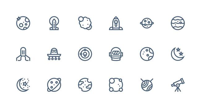 18 Icons for Galaxy in Strong Stroke Line Format Essential Icons for Rapid UI Building vector