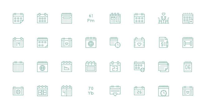 Thin Line Style Date Icons with 32 Vectors Clear and Concise Icon Set Collection