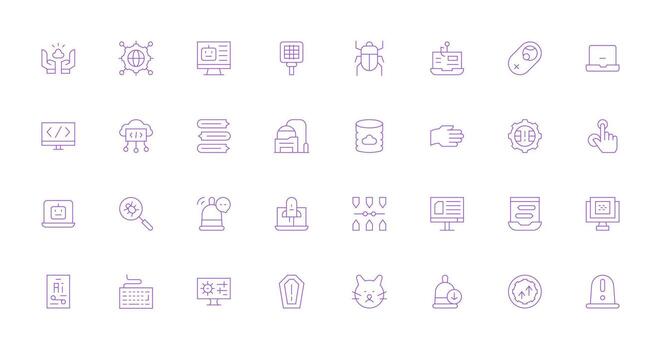software visual paquete conteniendo 32 Delgado línea íconos sencillo íconos para interfaz y wireframes vector
