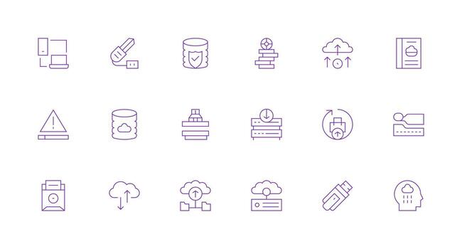 datos apoyo diseño íconos presentando 18 en mínimo línea estilo universal icono paquete vector