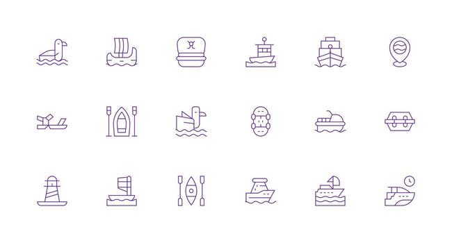Minimal Line Icons from Boat Set with 18 Vectors Multi-Style Icon Collection