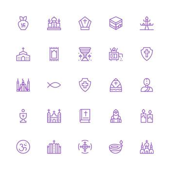 25 Holy Icons in Medium Stroke Outline Aesthetic Scalable Icons for Cross-Platform Interfaces vector