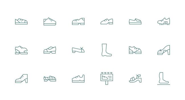 Minimal Line Style Shoe Icons with 18 Vectors UI-Ready Icon Collection