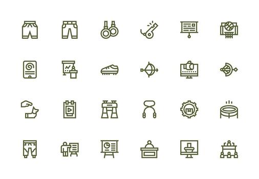 Training Icon Set with 24 Thick Line Line Graphics Web and App Icon Pack Collection vector
