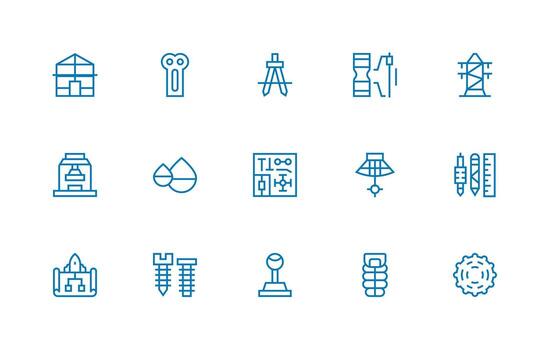 Engineering featuring 15 Icons in Regular Line Design Glyph Icon Series vector