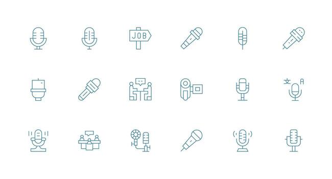 Interview Visual Pack containing 18 Minimal Line Icons Digital Product Icons for Fast Delivery vector