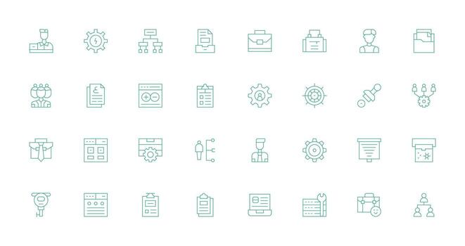 Management Visual Pack containing 32 Thin Line Icons Clear and Concise Icon Set Collection vector