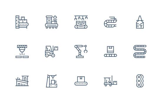 15 Regular Line Style Icons from Conveyor Collection Scalable Icons for All Themes vector