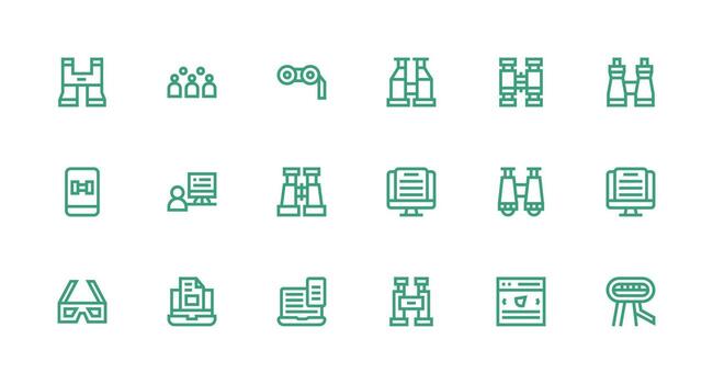 Viewing featuring 18 Icons in Strong Stroke Line Design Icon Set for Apps vector