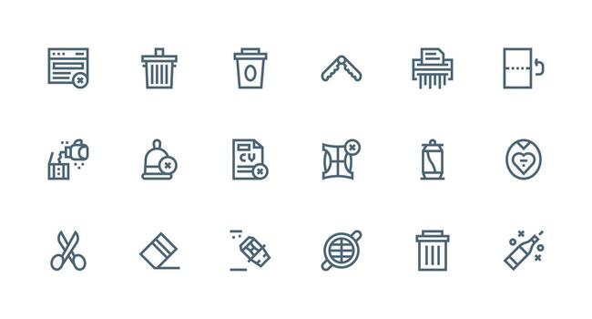 Remove Set with 18 Strong Stroke Line Icons Simple Icons for Interface and Wireframes vector