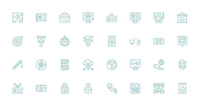 acceso icono colección con 32 Delgado línea diseños simplificado icono paquete para visual herramientas vector