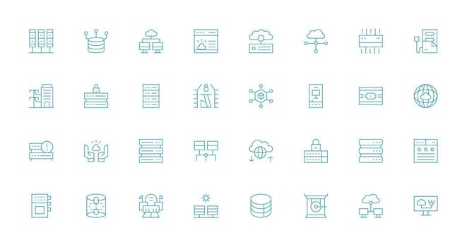 datos centrar diseño íconos presentando 32 en Delgado línea estilo bien estructurado íconos para creativo utilizar vector