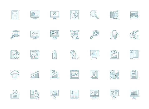 Light Line Icons from Statistics Set with 35 Vectors Minimal Icon Set for Interface Projects