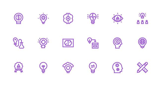 Strong Stroke Line Icons from Idea Set with 18 Vectors Editable Icon Collection