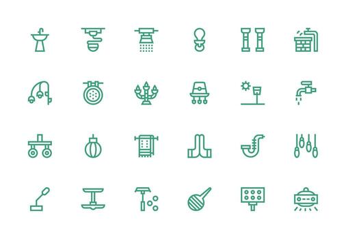 Fixture featuring 24 Icons in Thick Line Line Design Core Icon Collection for Daily Tasks vector
