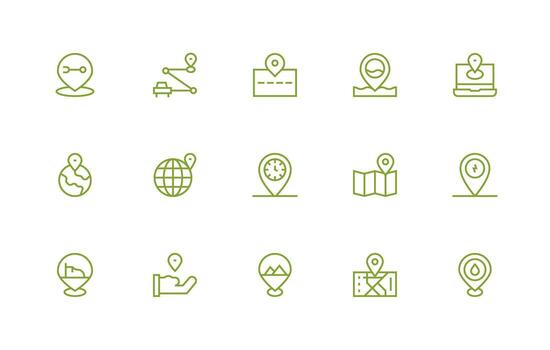 Regular Line Style Gps Icons with 15 Vectors Scalable Icons for All Themes