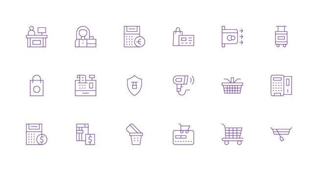18 Minimal Line Vectors for Checkout Theme UI-Ready Icon Collection