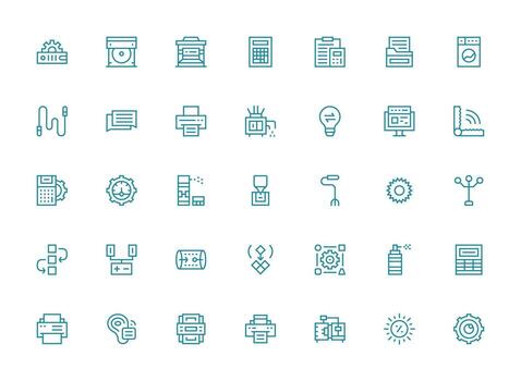 Regular Clean Line Style Output Icons with 35 Vectors UI and UX Focused Icon Collection