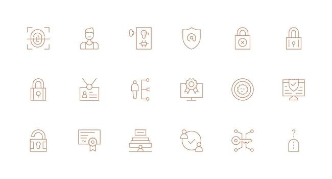 Authentication Icon Set with 18 Minimal Line Graphics Design Ready Icon Set for Teams vector