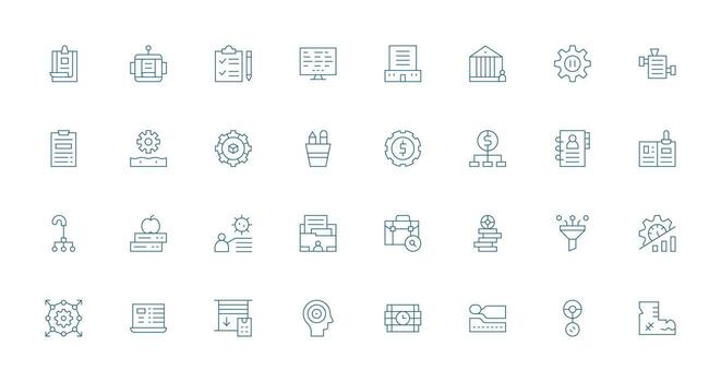 32 Delgado línea diseños para administración íconos escalable íconos para todas temas vector