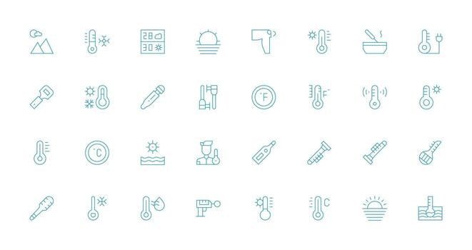 Thermometer including 32 Thin Line Illustrations Multi-Style Icon Collection vector