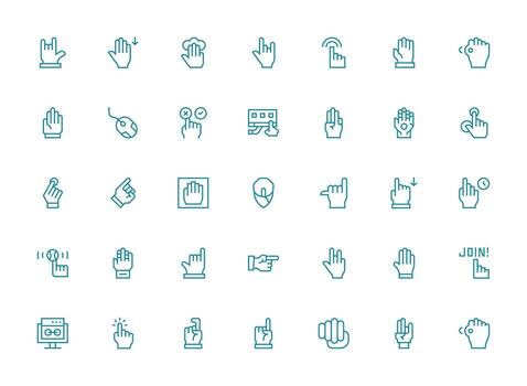 hacer clic diseño íconos presentando 35 en regular limpiar línea estilo sensible icono conjunto para flexible diseños vector