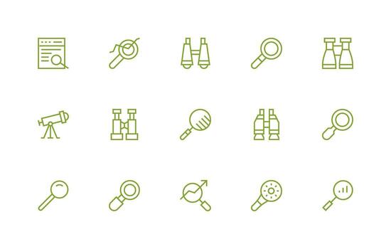 15 regular línea íconos para aumentador gráficos icono paquete para ui vector