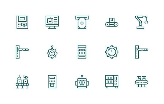 Automated Set with 15 Regular Line Icons Simple Icon Pack vector