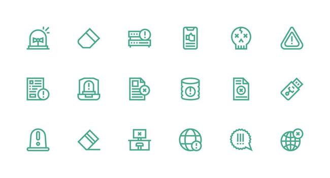 18 íconos para error en fuerte carrera línea formato limpiar icono paquete vector