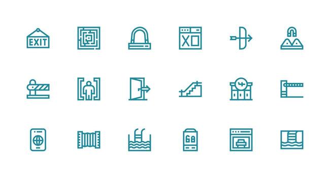 Strong Stroke Line Style Exit Icons with 18 Vectors Neutral Style Icons for Any Project