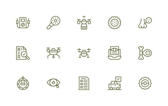 Inspection featuring 15 Icons in Regular Line Design Icon Collection Set vector