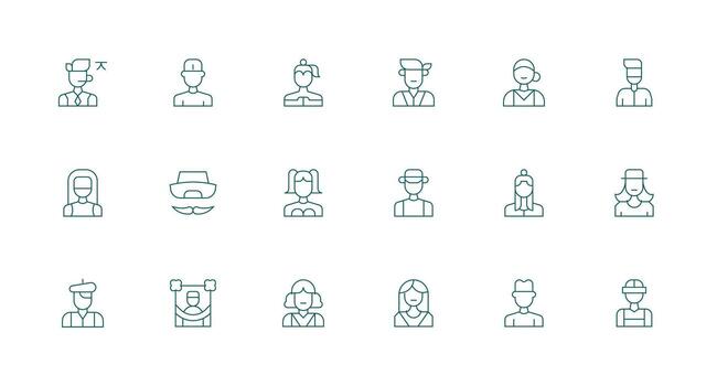 18 Minimal Line Icons for Avatar Graphics Functional Icon Series vector