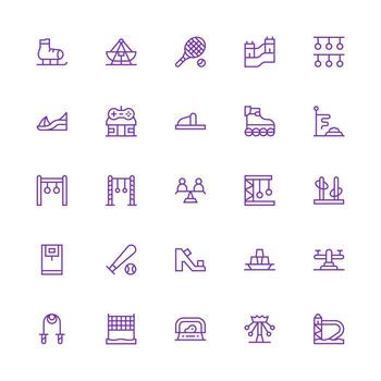 Playground Icon Collection with 25 Medium Stroke Outline Designs Interface Icons for Daily Use vector