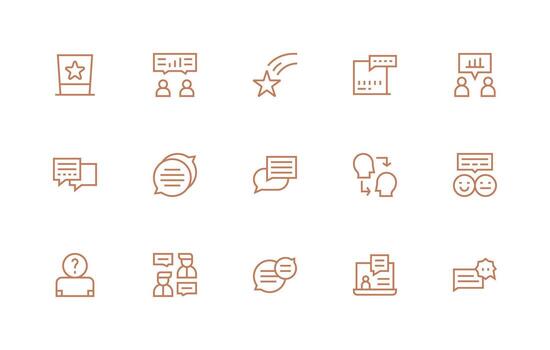 regular línea estilo usuario realimentación íconos con 15 vectores organizado icono paquete para rápido acceso