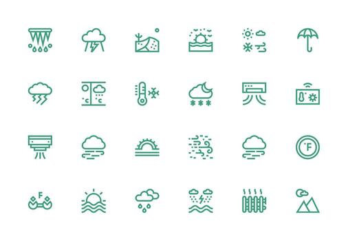 24 Thick Line Line Icons for Climate Graphics Quick Access Icons for UI Development vector