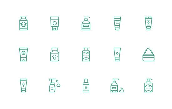 15 Regular Line Designs for Lotion Icons Web and App Icon Pack Collection vector