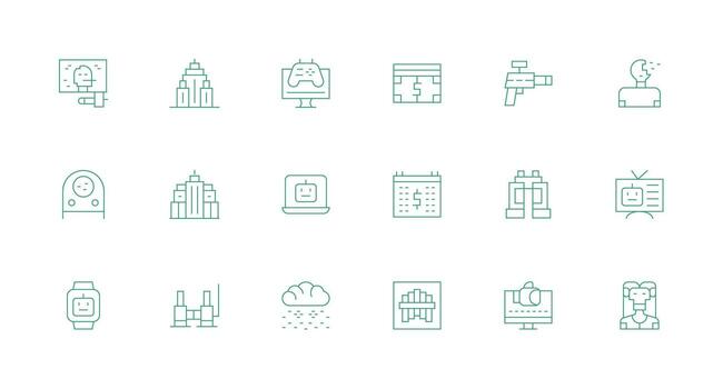 Pixelated Icon Collection with 18 Minimal Line Designs Multi-Purpose Icon Pack for Templates vector
